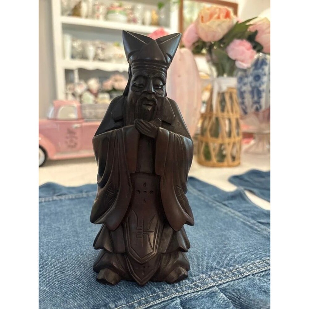 Vintage Wooden Chinese Hand Carved Figurine